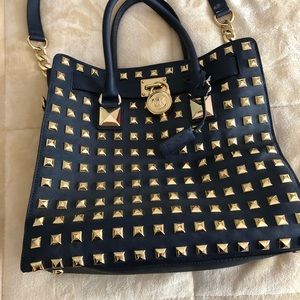Michael Kors navy studded pyramid handbag